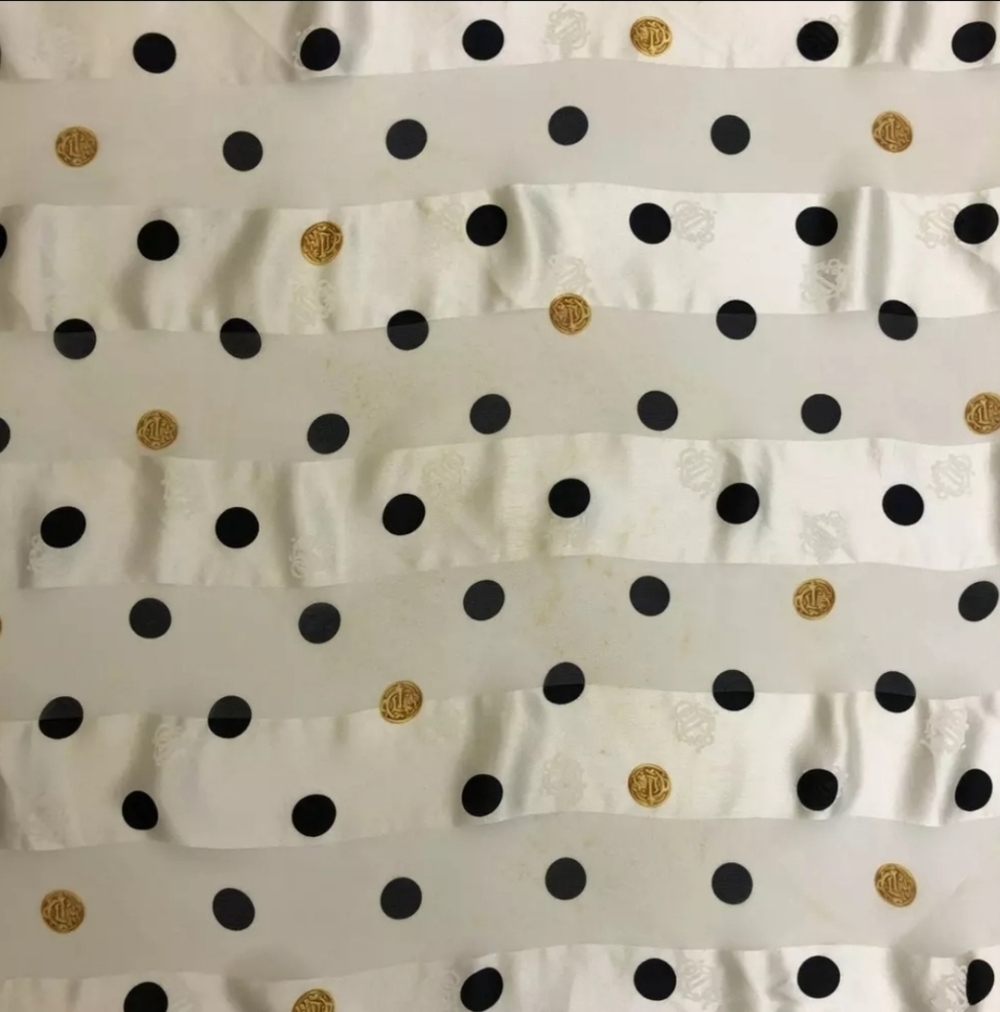 Christian Dior Vintage Emblem Logo Polka Dot Pattern Silk Scarf + Dior Hard Box - Picture 6 of 9